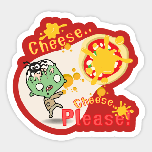 Pizza Lovers Zombie Cute : Cheese Please! Sticker